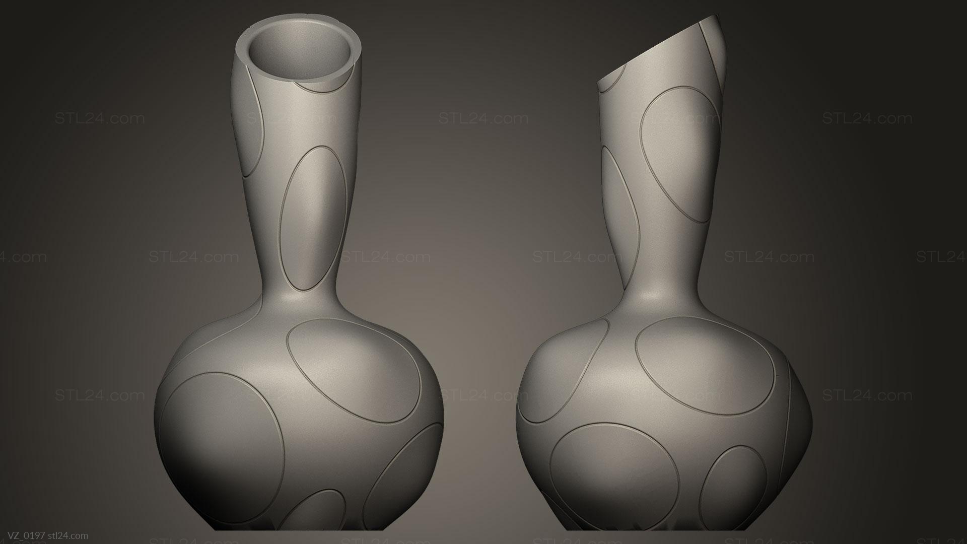 Вазы (Ваза с длинным горлышком, VZ_0197) 3D модель для ЧПУ станка